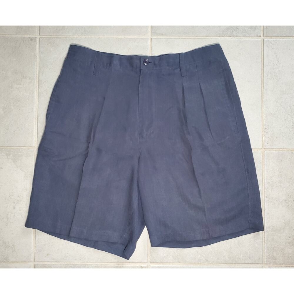 Bamboo Cay Men's Size 32 Fine Resortwear Gray Pleated Dressy Shorts Navy